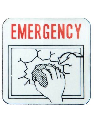 Emergency Exit With Rock In Hand